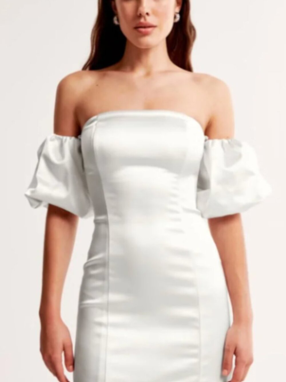 Abercrombie & Fitch NWT Off-Shoulder Satin Mini Dress in Light Silver - Size S